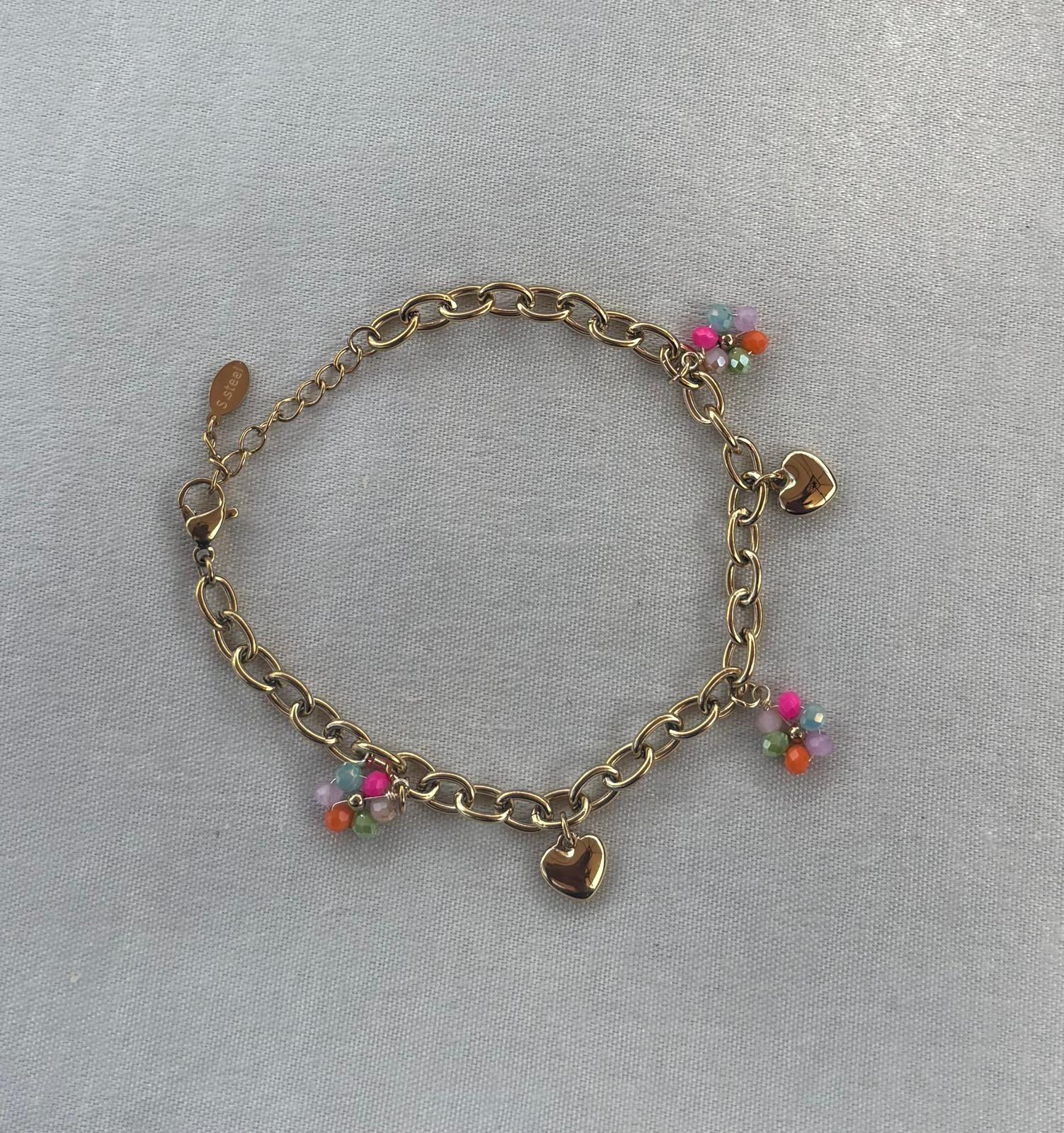 Anne-fleur armband met bedeltjes gekleurd armband is goudkleurig