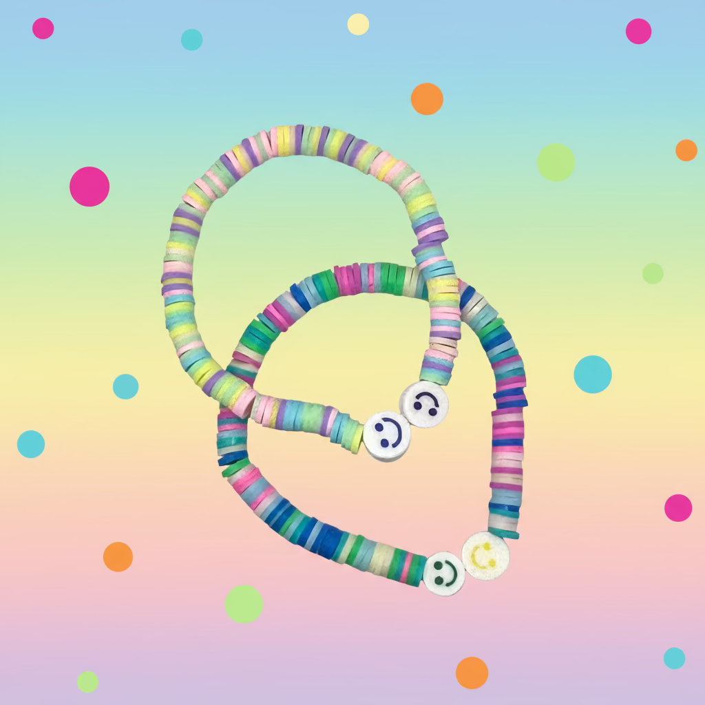 Smile armband met vrolijke kleuren 2 Stuks