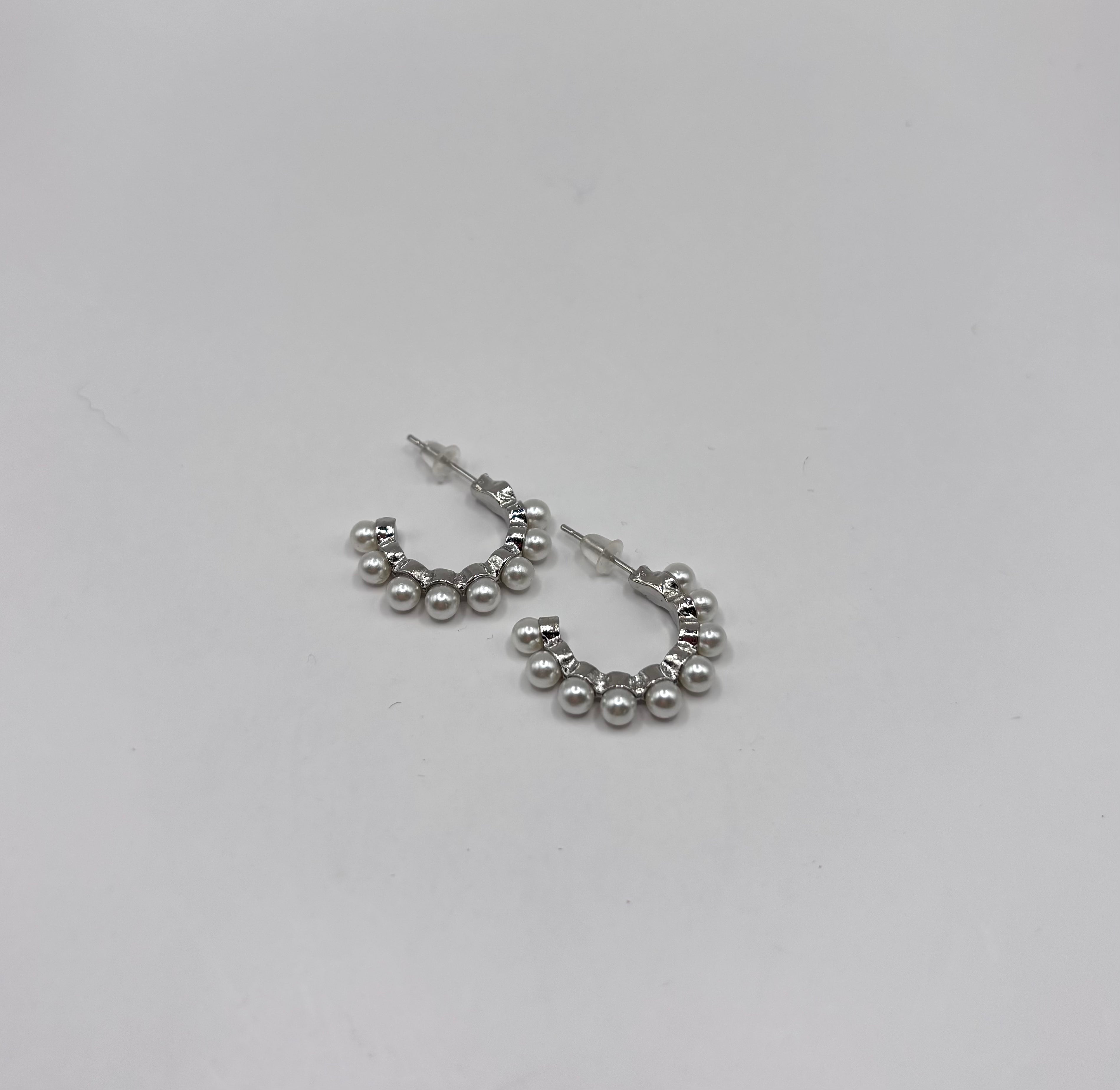 parel oorbellen zilverkleur-RK Sieraden