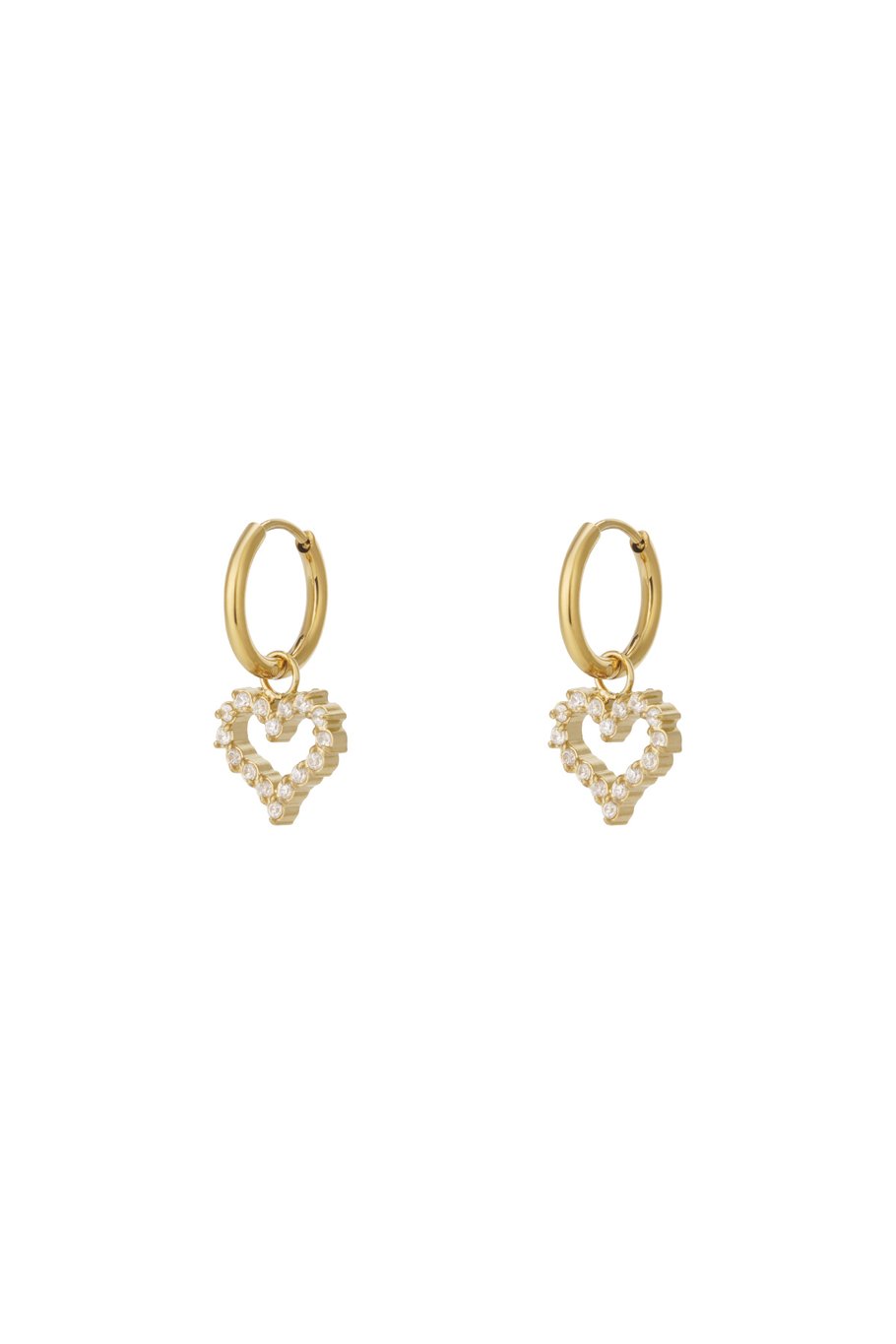 oorringen met diamantjes hart hanger rvs