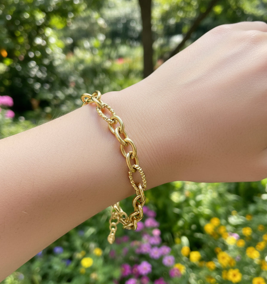 schakel armband goudkleurig