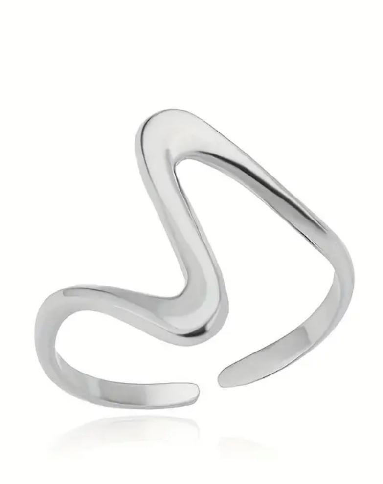 zig zag ring zilverkleur rvs