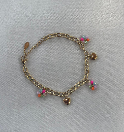 Anne-fleur armband met bedeltjes gekleurd armband is goudkleurig 
