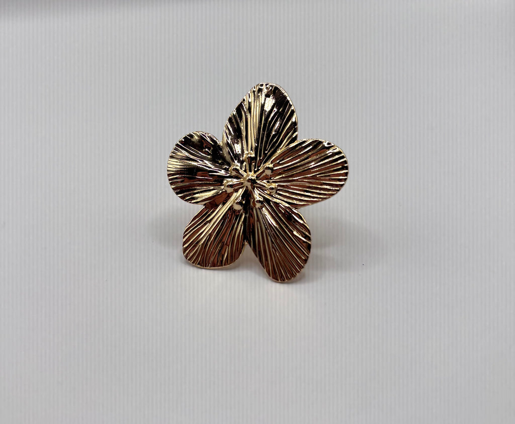 grote bloem ring verstelbaar goudkleurig 