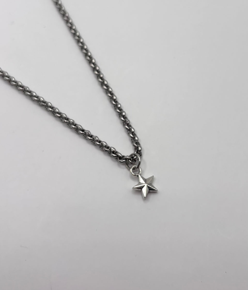 zilverkleurige ketting met  ster hanger-RK Sieraden