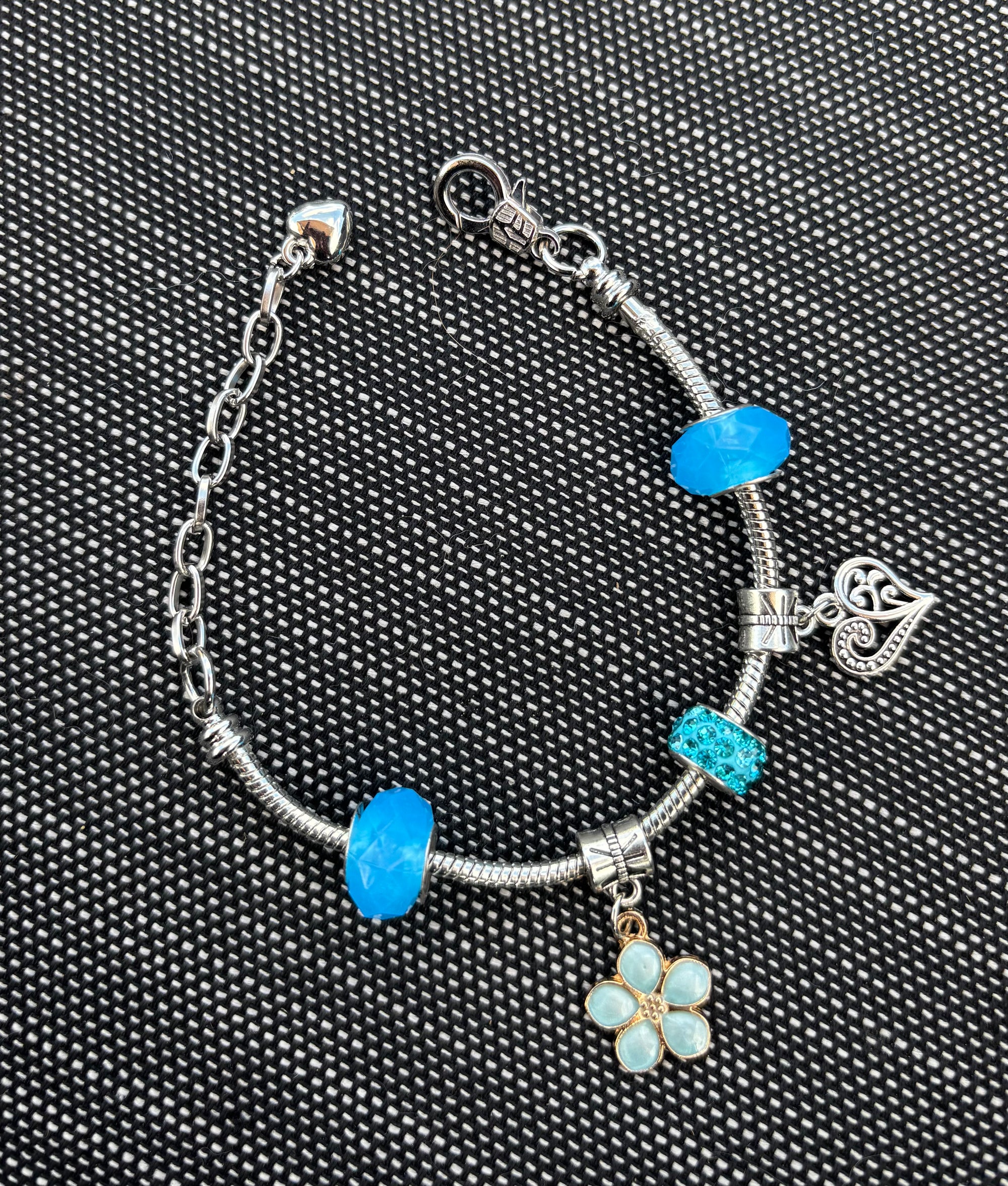 Bedelarmband Bloem/Hart
