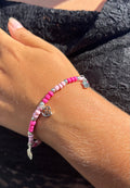 Kralen armband met bedeltjes kleur roze-RK Sieraden