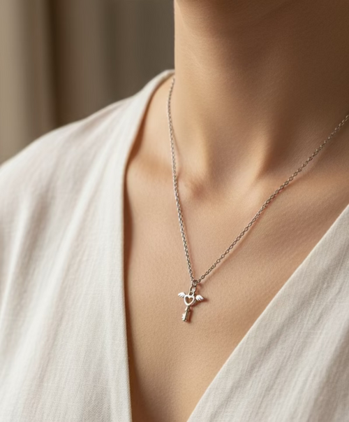 zilverkleurige ketting met hart hanger -RK Sieraden