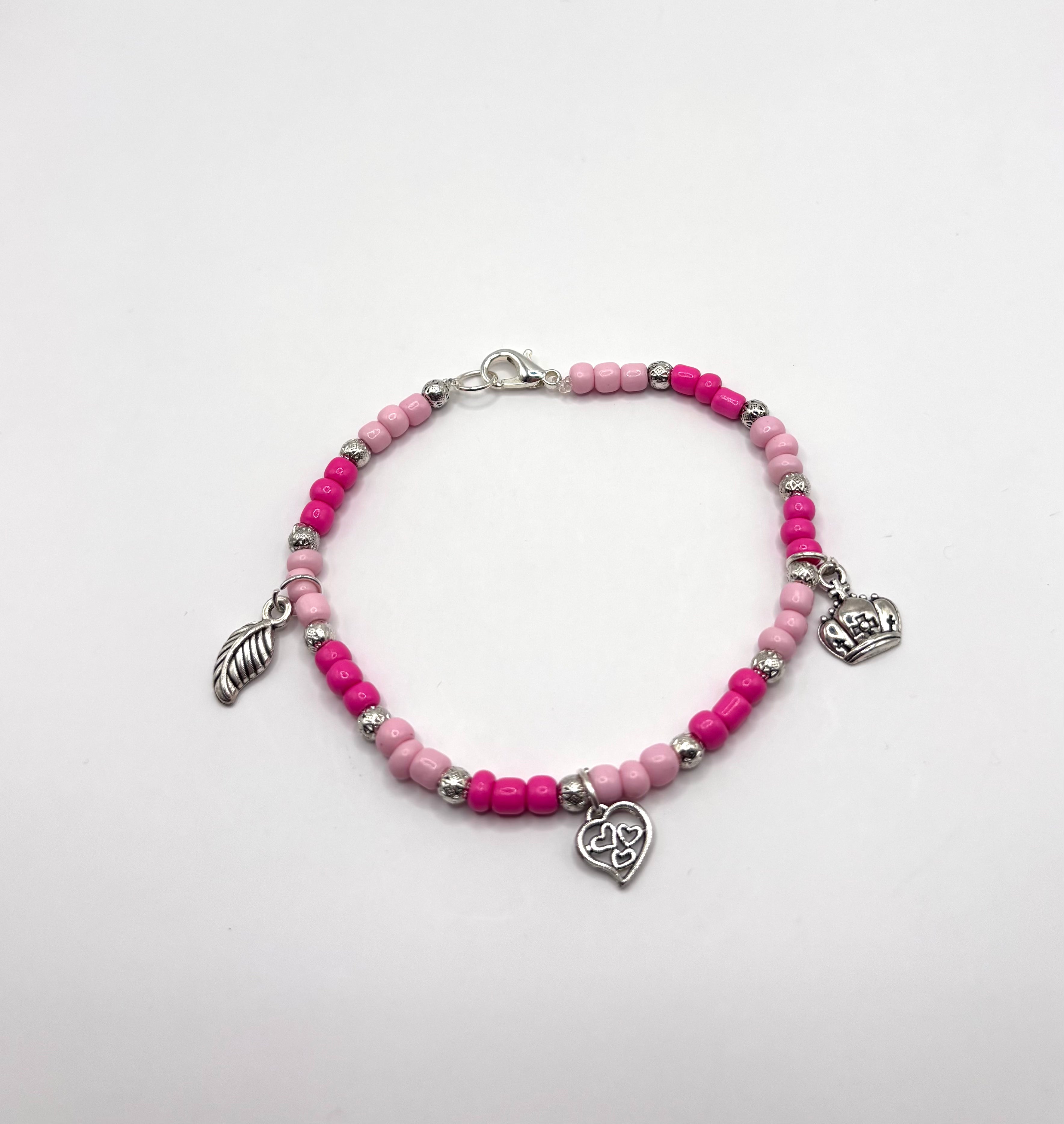 Bedelarmband Emy roze/licht roze