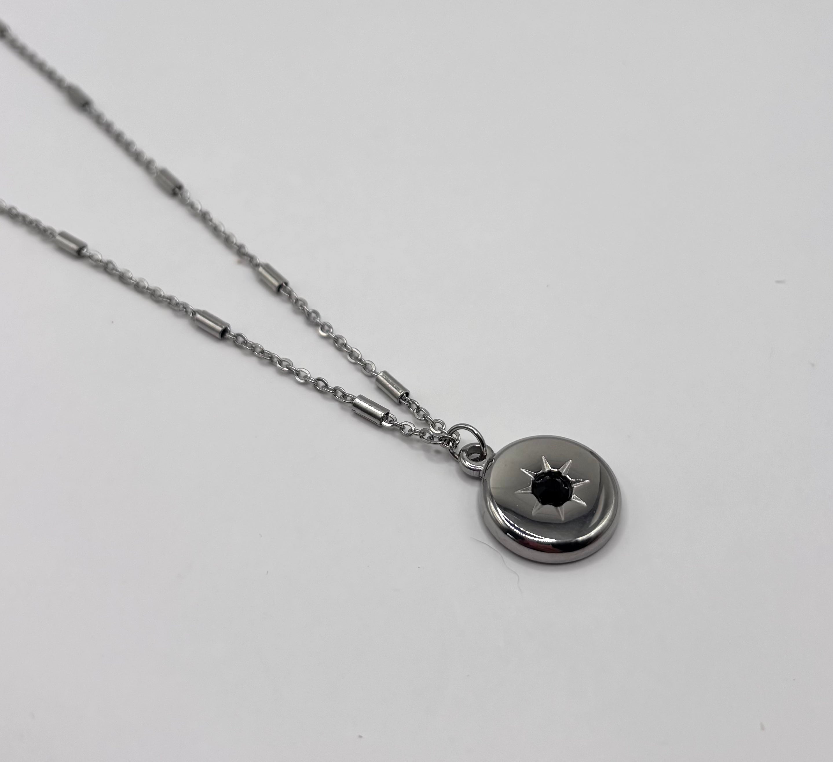 ketting met ronde hanger zilverkleur stainless steel waterproof-RK Sieraden
