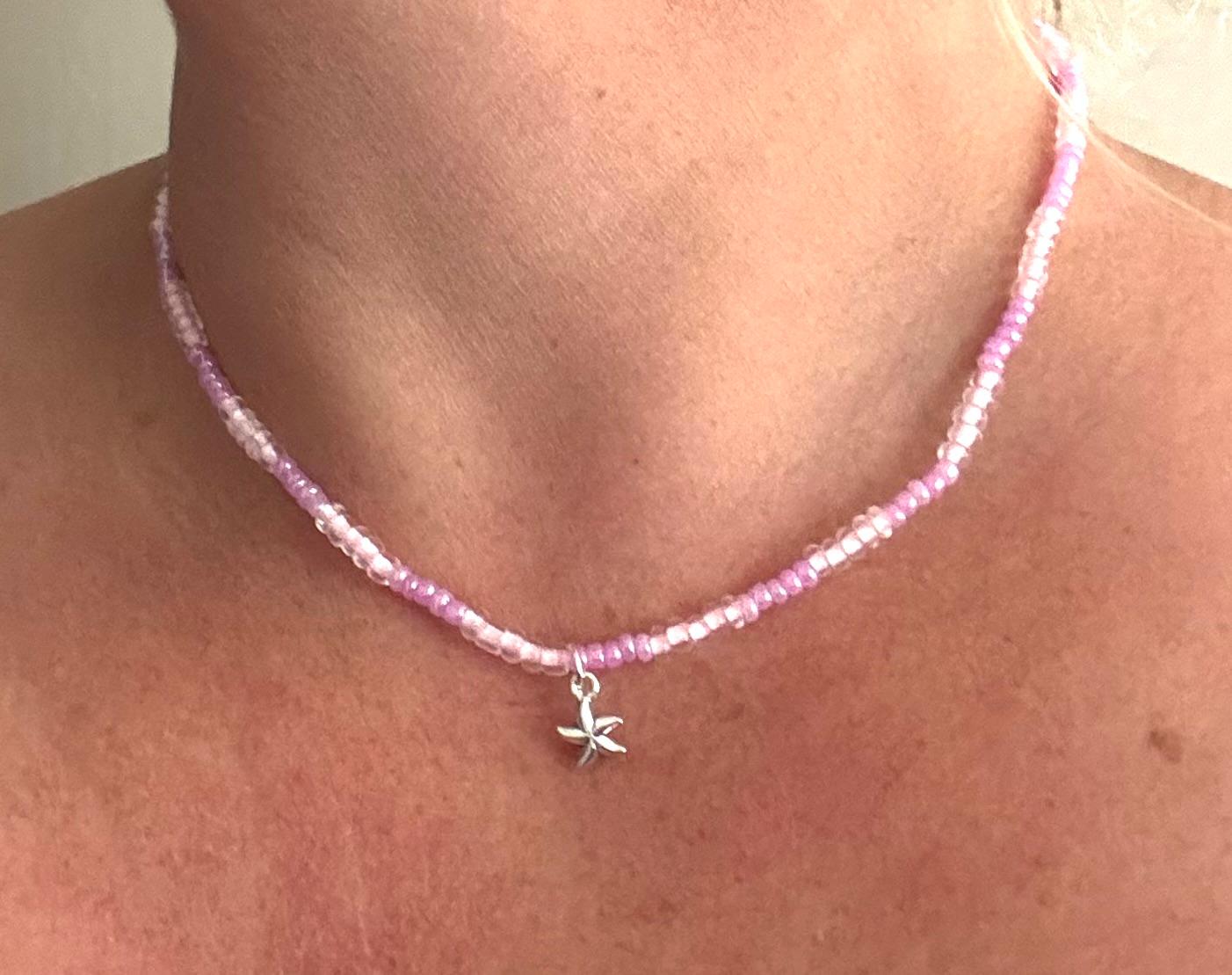 Luxe handgemaakte ketting Aruba met zeester hanger - zilverkleurig sieraad"