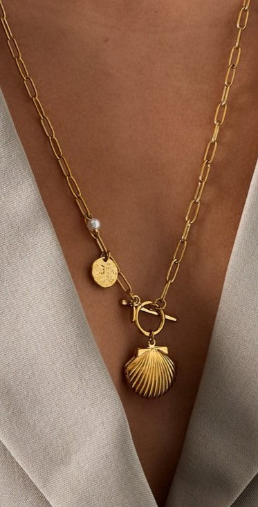 Bedelketting Schelp- Lange Ketting