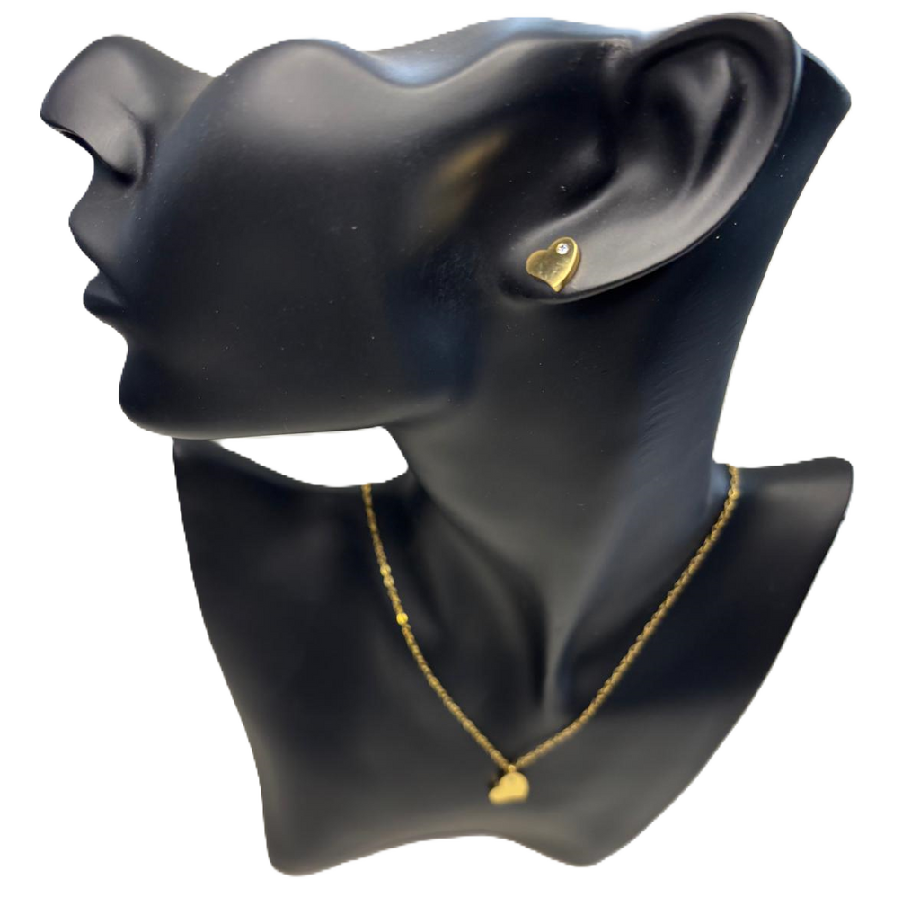 Heart set Ketting & Oorbellen Goudkleurig