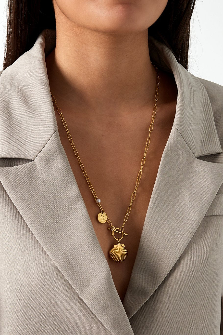 Bedelketting Schelp- Lange Ketting