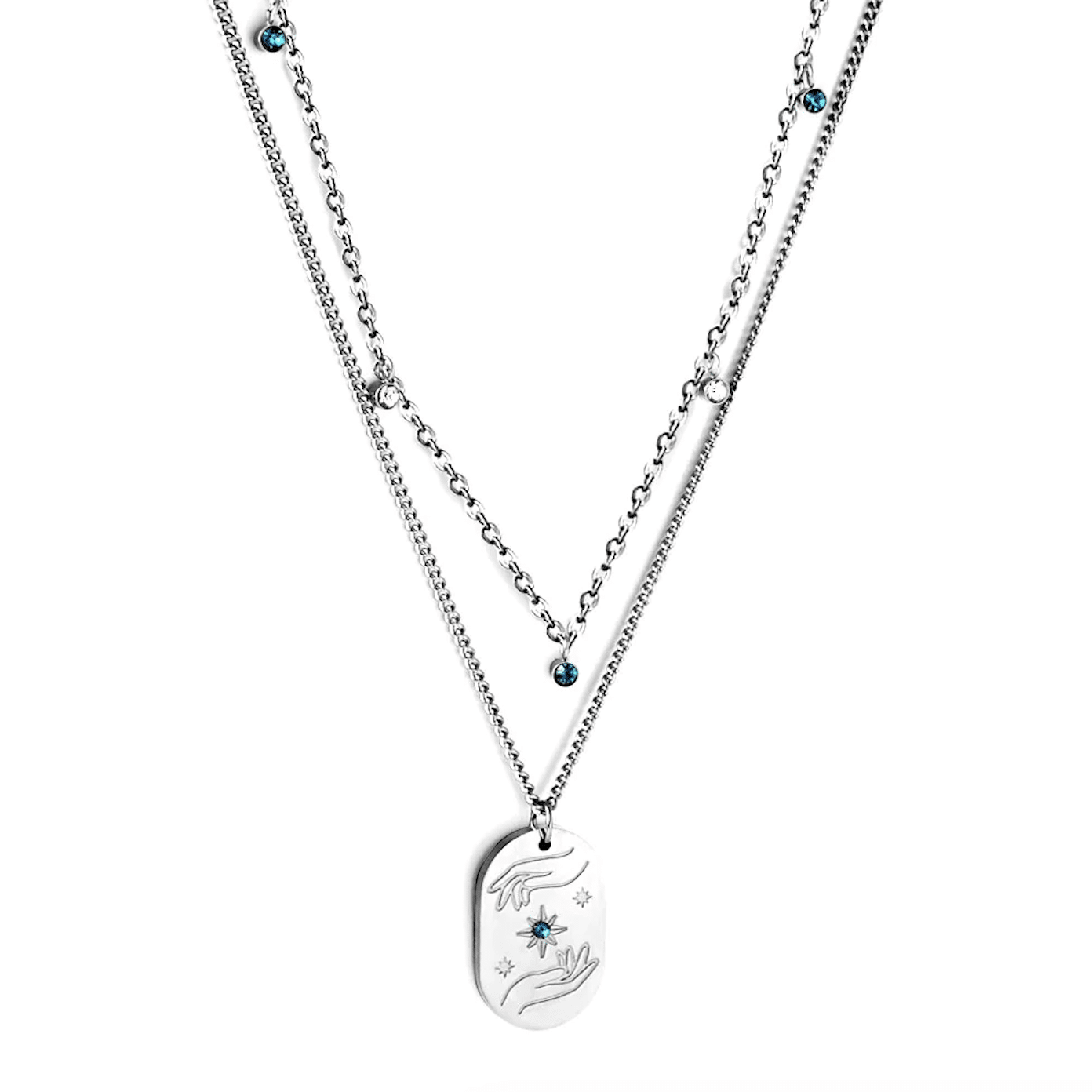 Dubbel ketting met hanger (Zilverkleur)