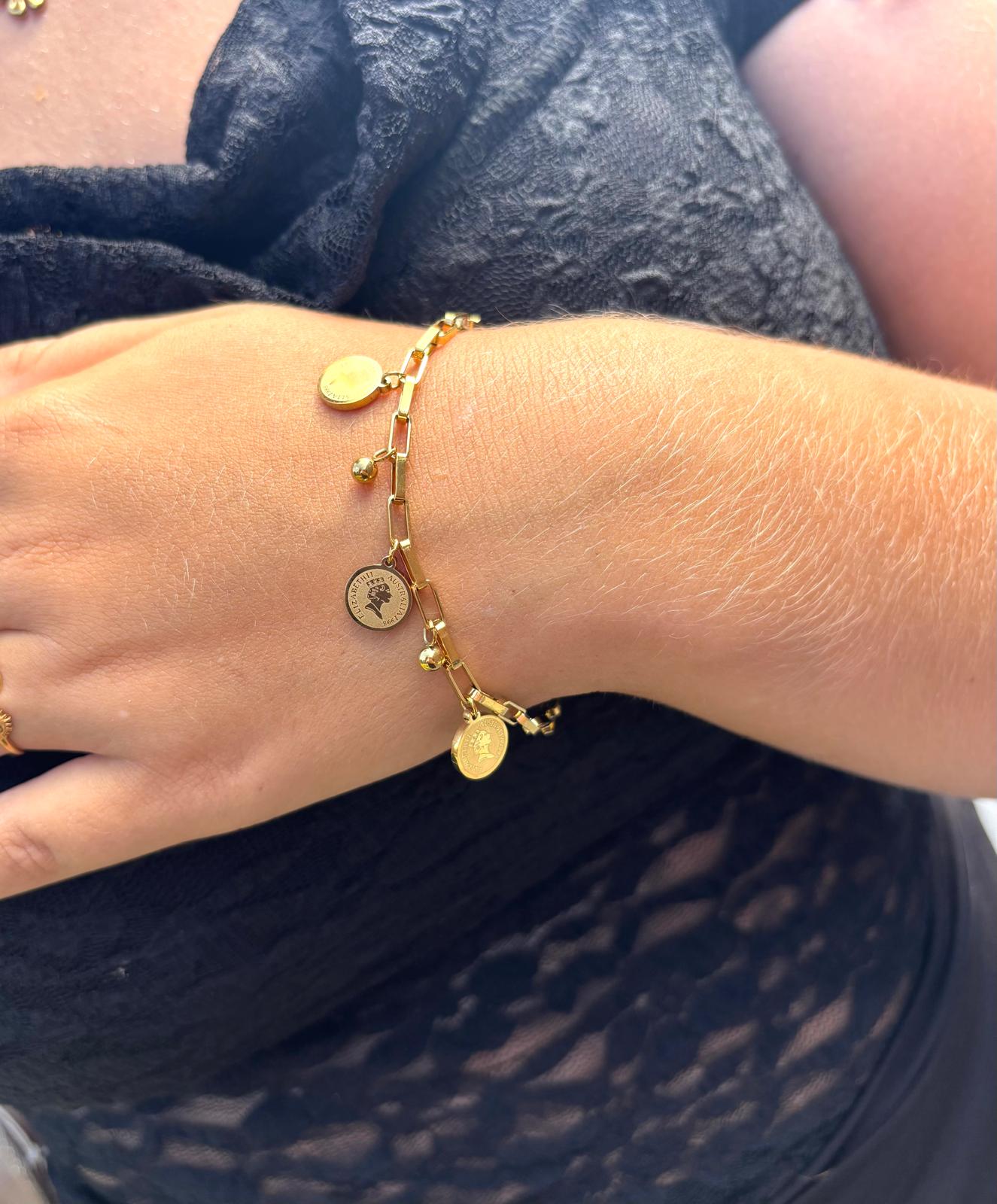 Bedelarmband (Ronde Bedel) kleur goud