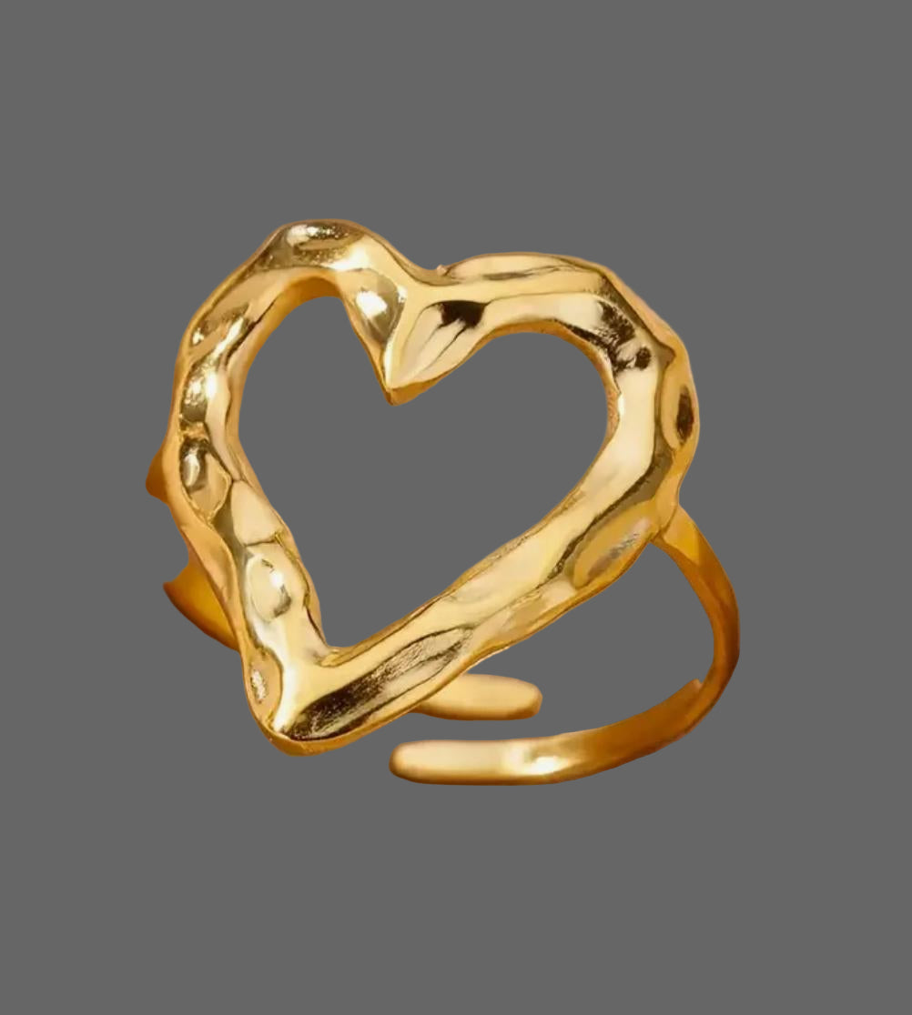 Hart ring verstelbaar goudkleur