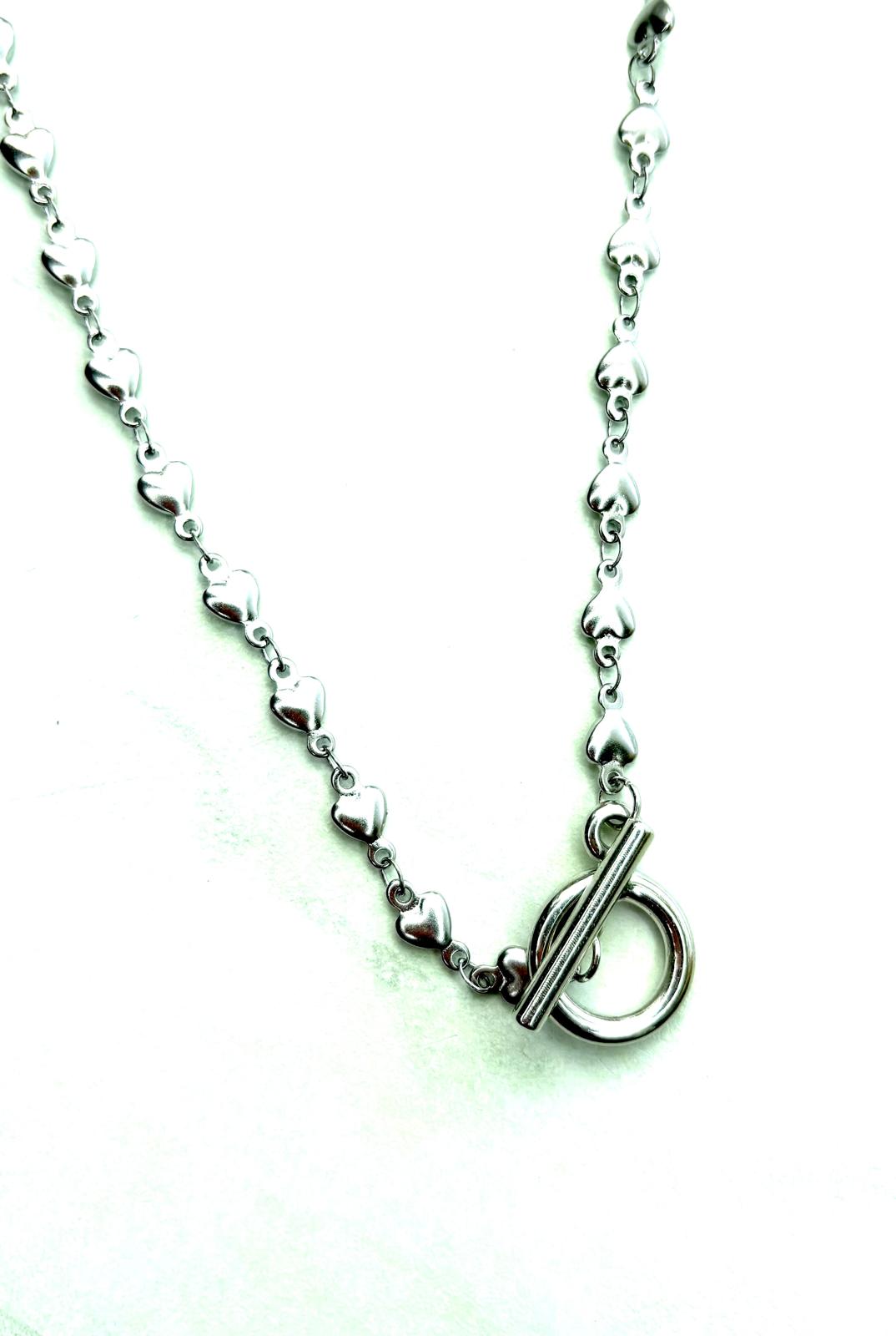 Elegante Ketting met Hartjes en Ronde Sluiting - Zilver