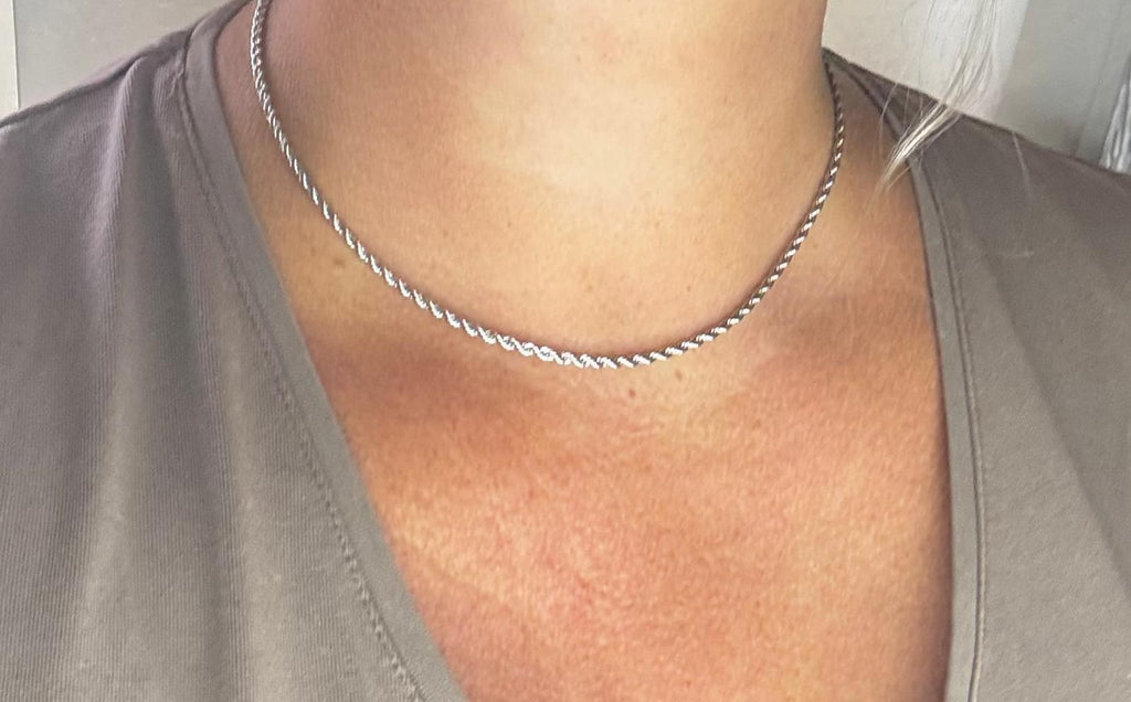 luxe gevlochten zilverkleurige ketting-RK Sieraden