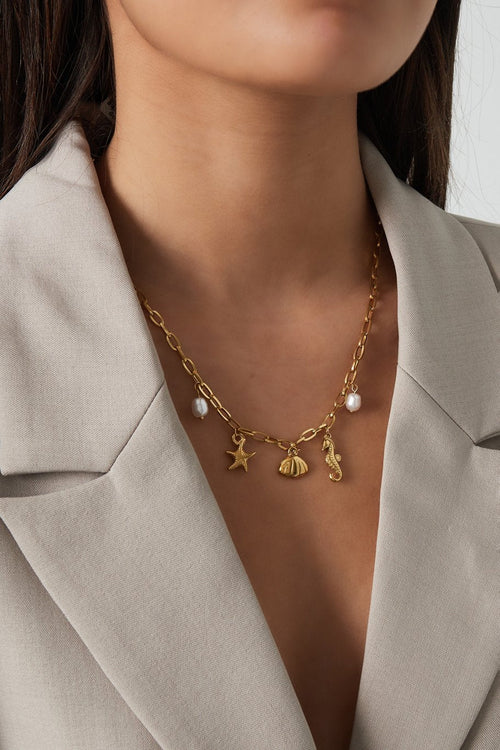 Ocean Bedelketting ( Goudkleurig ) RK Sieraden