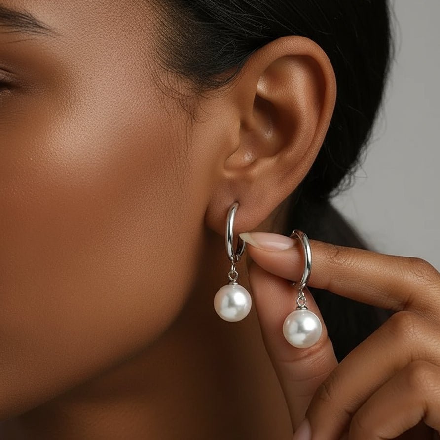 Oorbellen met Parel Hanger - Stainless Steel Goud & Zilver