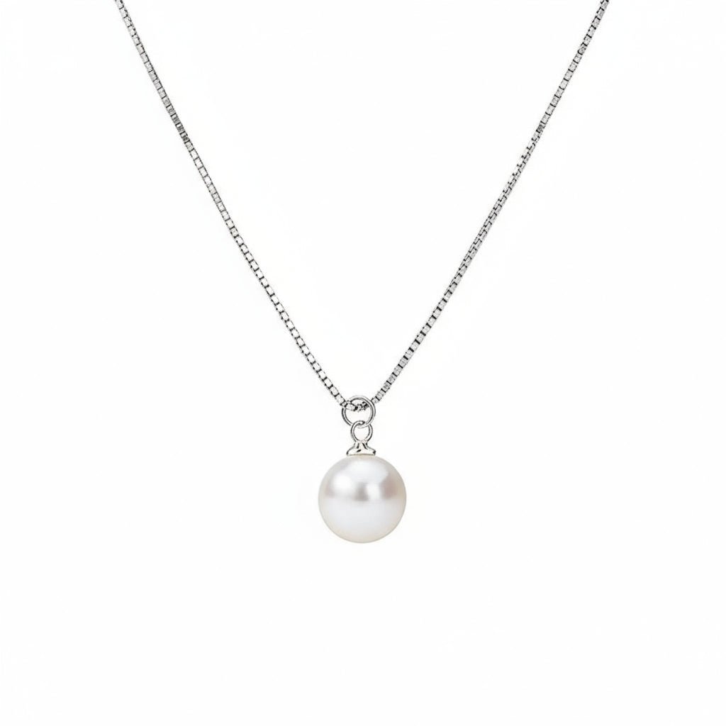 zilverkleurige ketting met parel hanger 