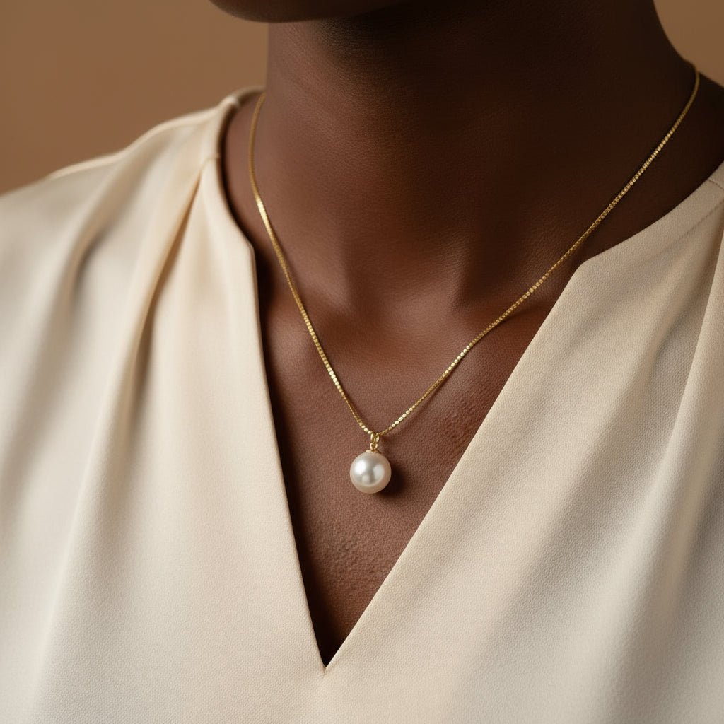 goudkleurige ketting met parel hanger 