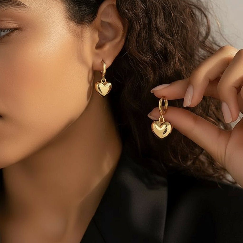 oorbellen met hartjes hanger goudkleurig 