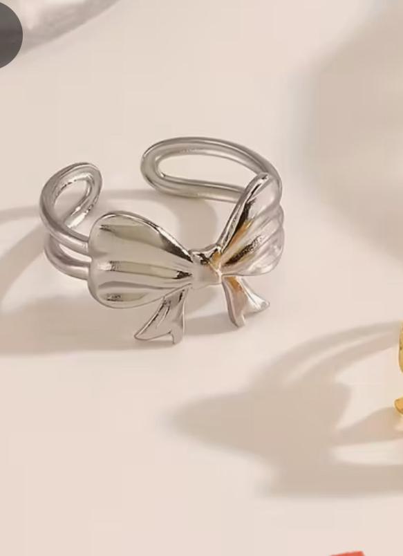 Strikjes Ring (verstelbaar) (Goudkleurig)